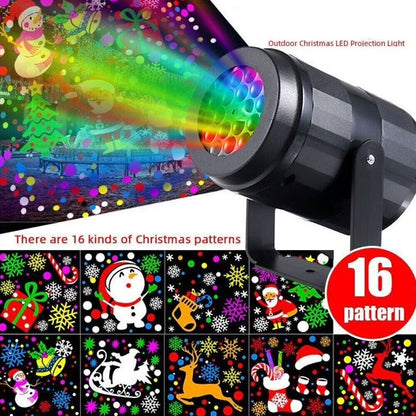 16 Patterns LED Christmas Projector Moving Light Laser Landscape Lamp Indoor Outdoor Xmas Decor