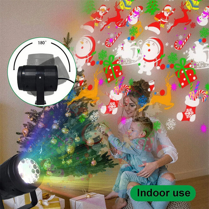 16 Patterns LED Christmas Projector Moving Light Laser Landscape Lamp Indoor Outdoor Xmas Decor